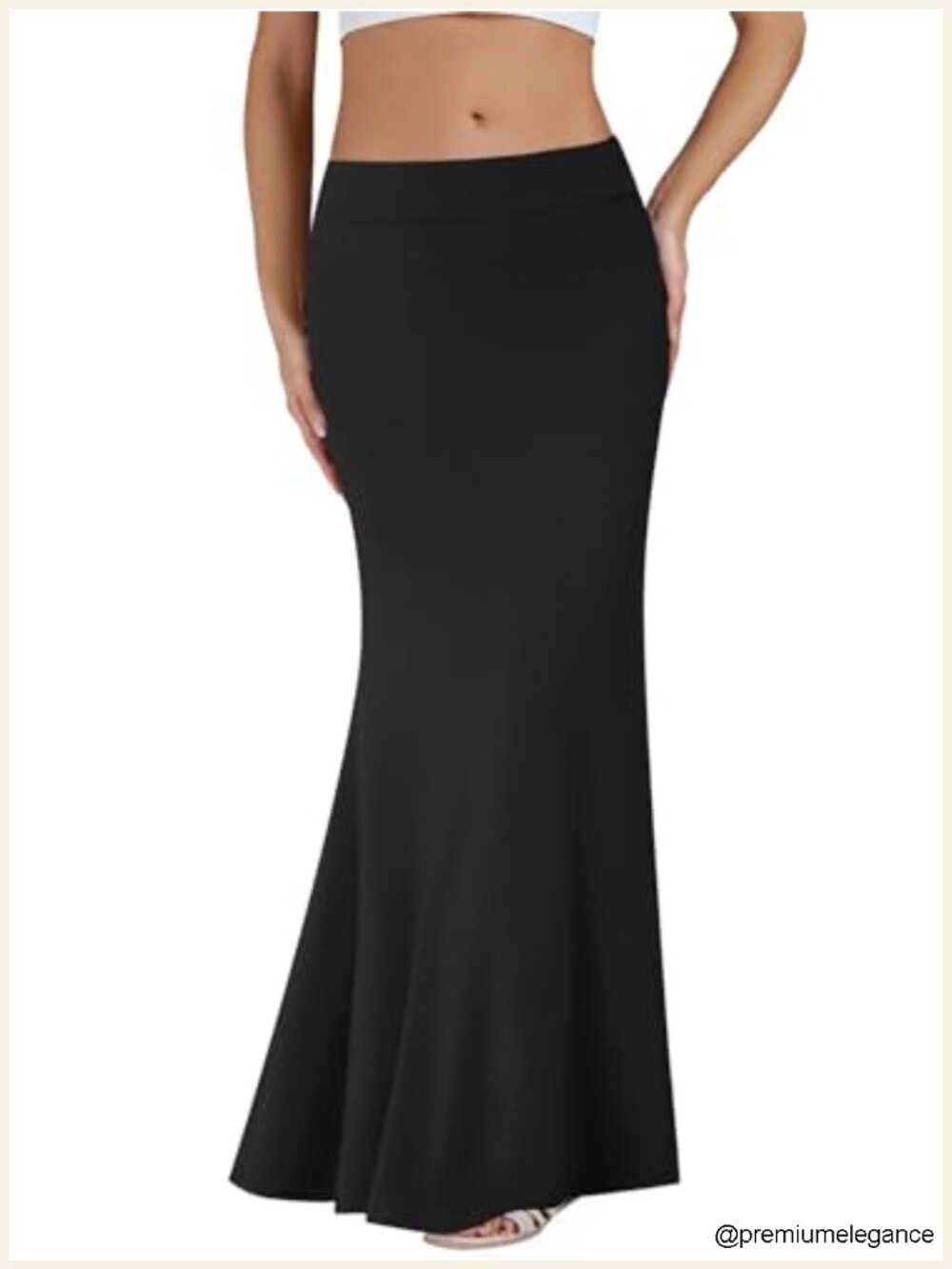 Womens Foldover High Waist Maxi Skirt Stretchy Comfy Flare Long A-Line Flowy